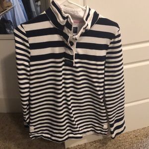 Navy and White stripe sweatshirt button up